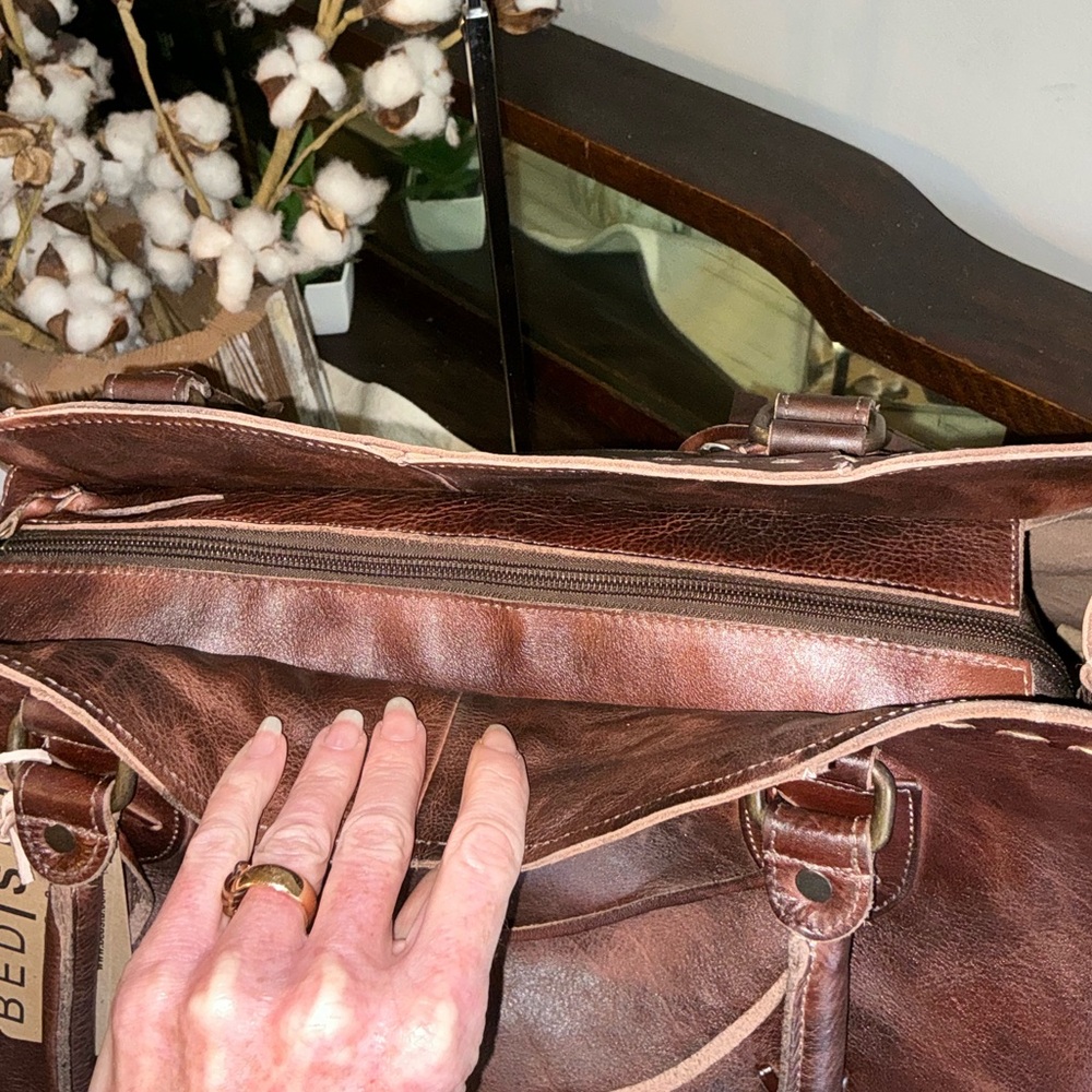 NWT Bed Stu Rebekah Shoulder Travel Weekend Bag XL Tote Teak Dip Dyed MSRP $520 - Picture 11 of 15